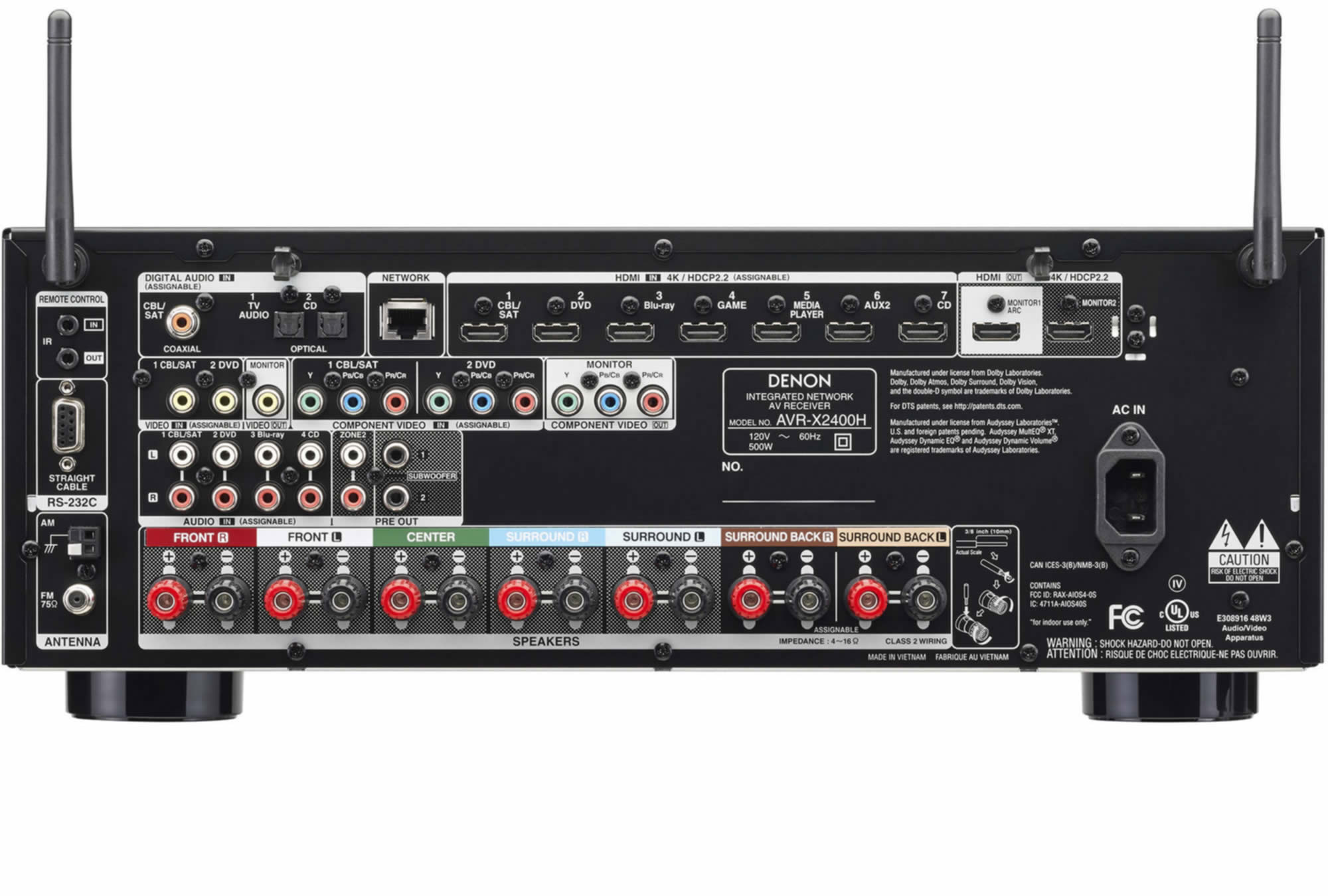 Receiver Denon AVR-X2400H, 7.2 Canais, Network A/V Receiver