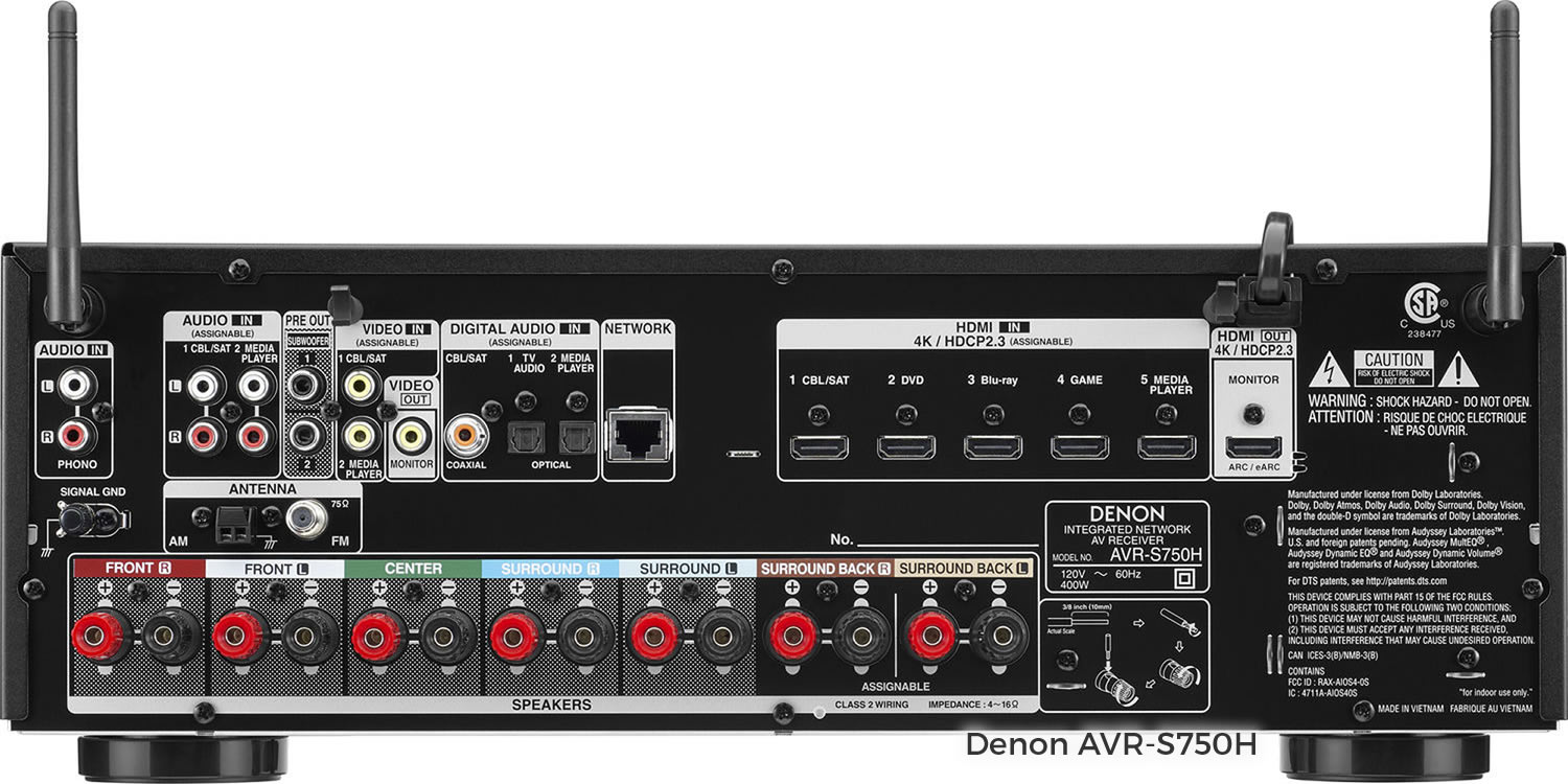 Receiver Denon AVR-S750H, 7.2, Wi-Fi,Bluetooh, 4K | Global Projetores
