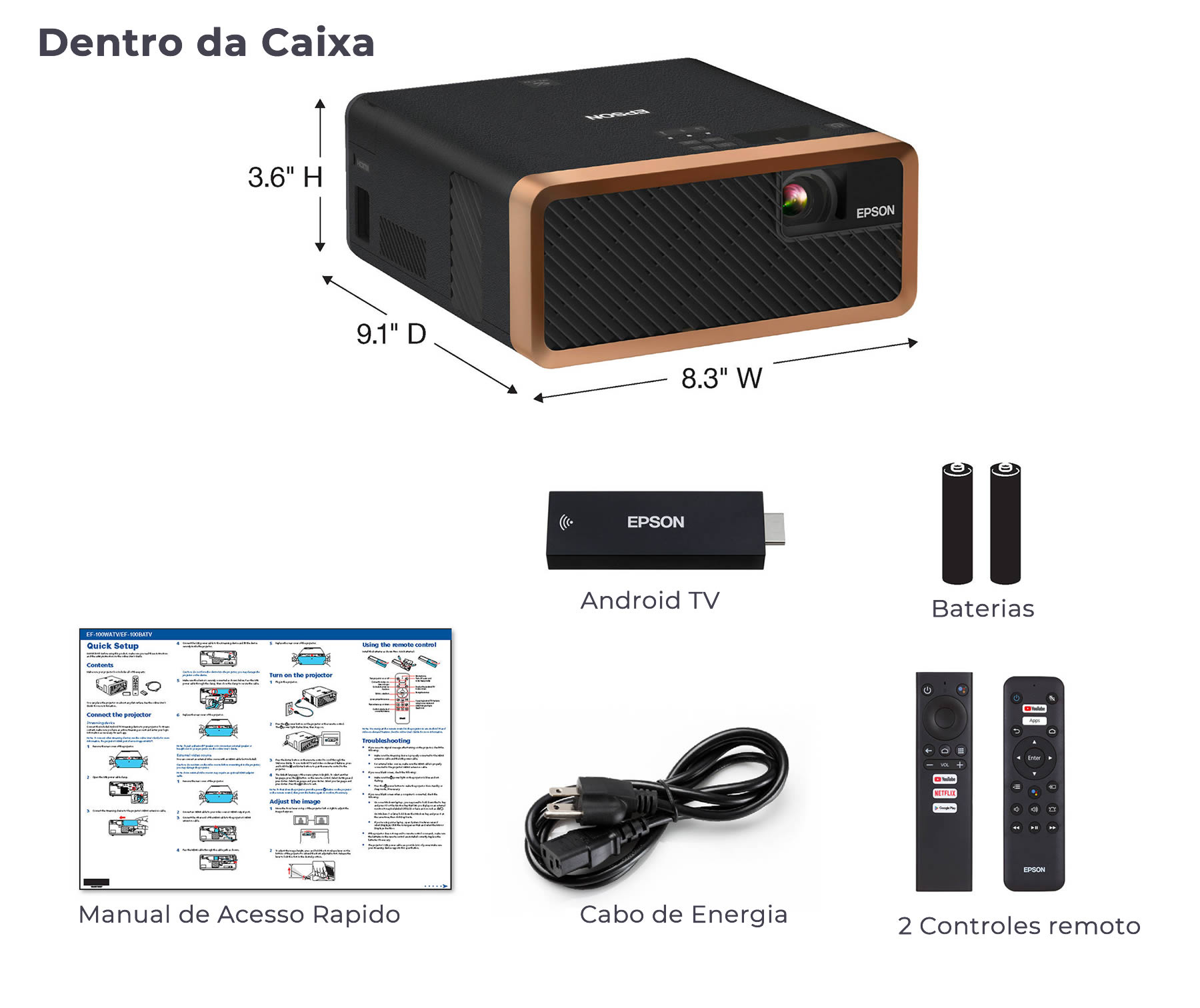 EPSON　プロジェクター　EF-100B Projetor Laser Portátil Epson EF-100 (Branco) | Produtos | Epson