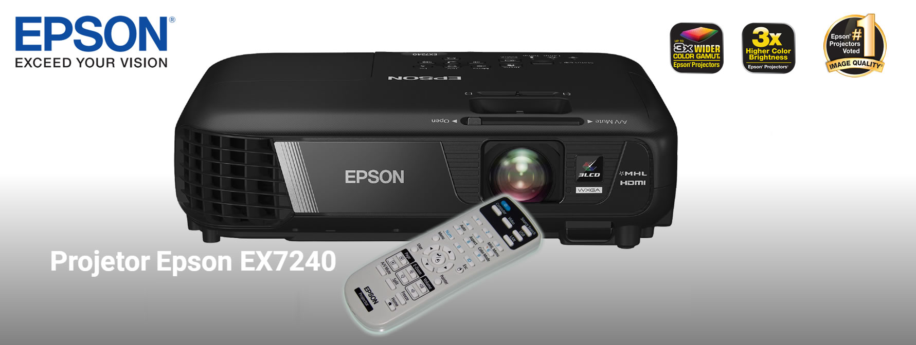 Projetor Epson PowerLite EX7240, 3200 Lúmens, WXGA, WiFi Global