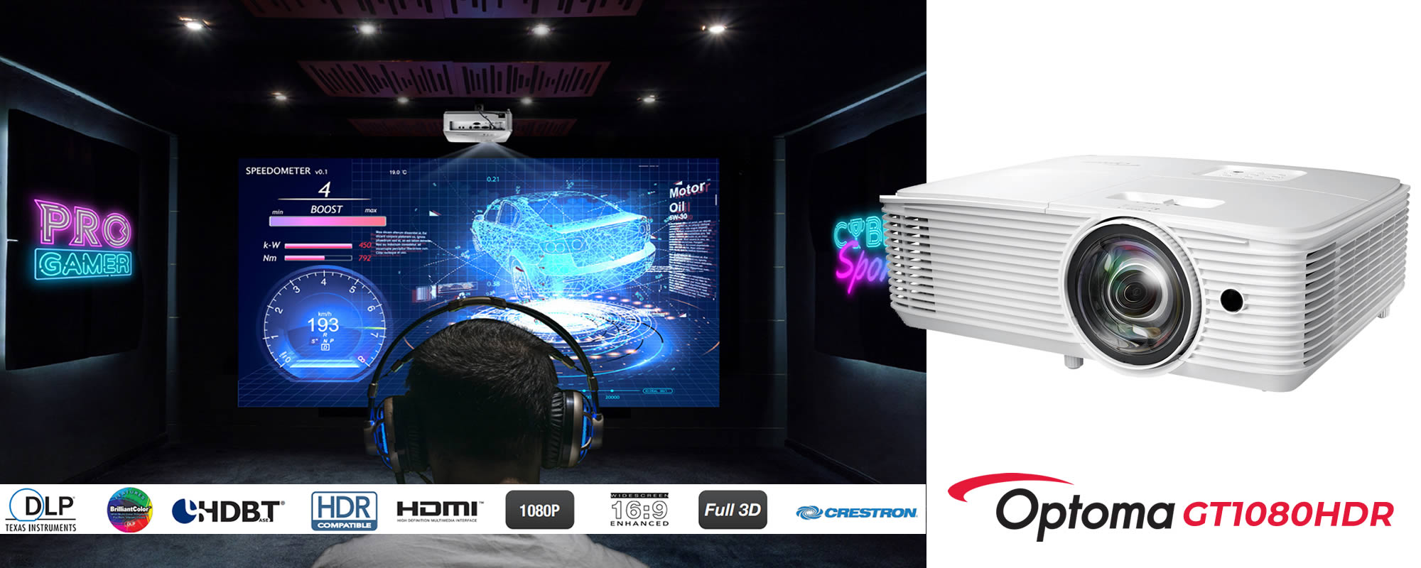 Projetor Optoma GT1080HDR, 3800 Lúmens, Full HD | Global Projetores