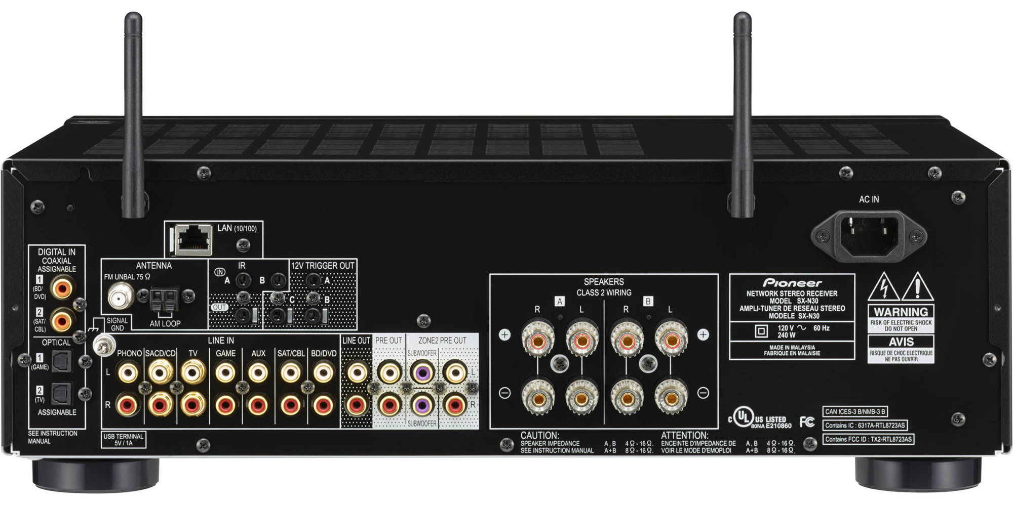 Receiver Pioneer SX-N30, 2.0 Canais Stereo, Network A/V | Global