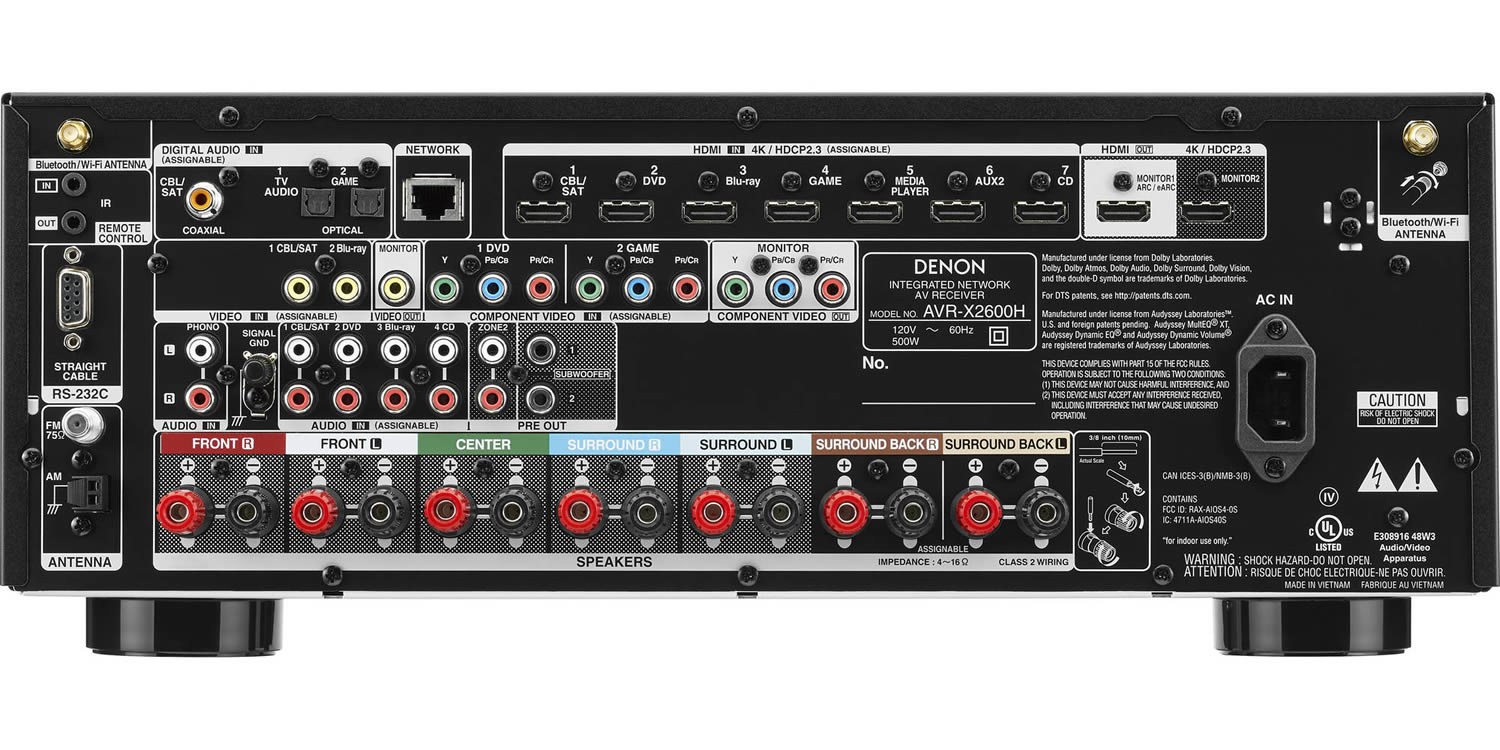 Receiver Denon AVR-X2600H, 7.2 Canais, Network A/V Receiver